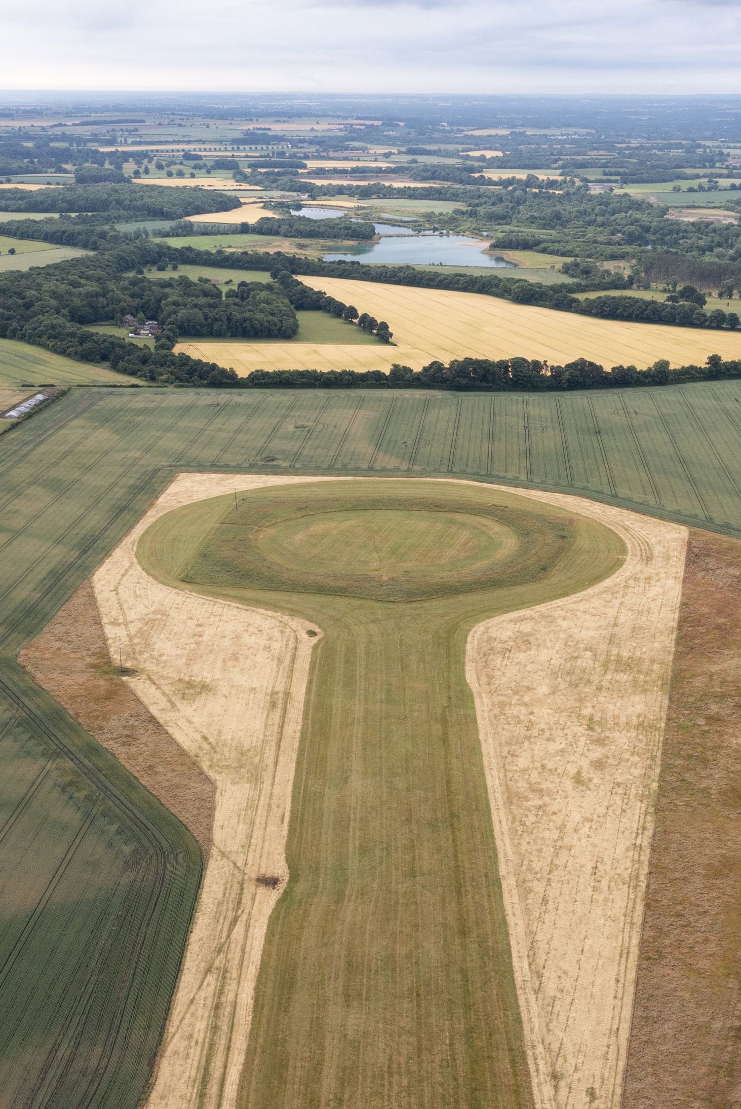 An aerial view of one of the three earthworks at Thornborough Henges