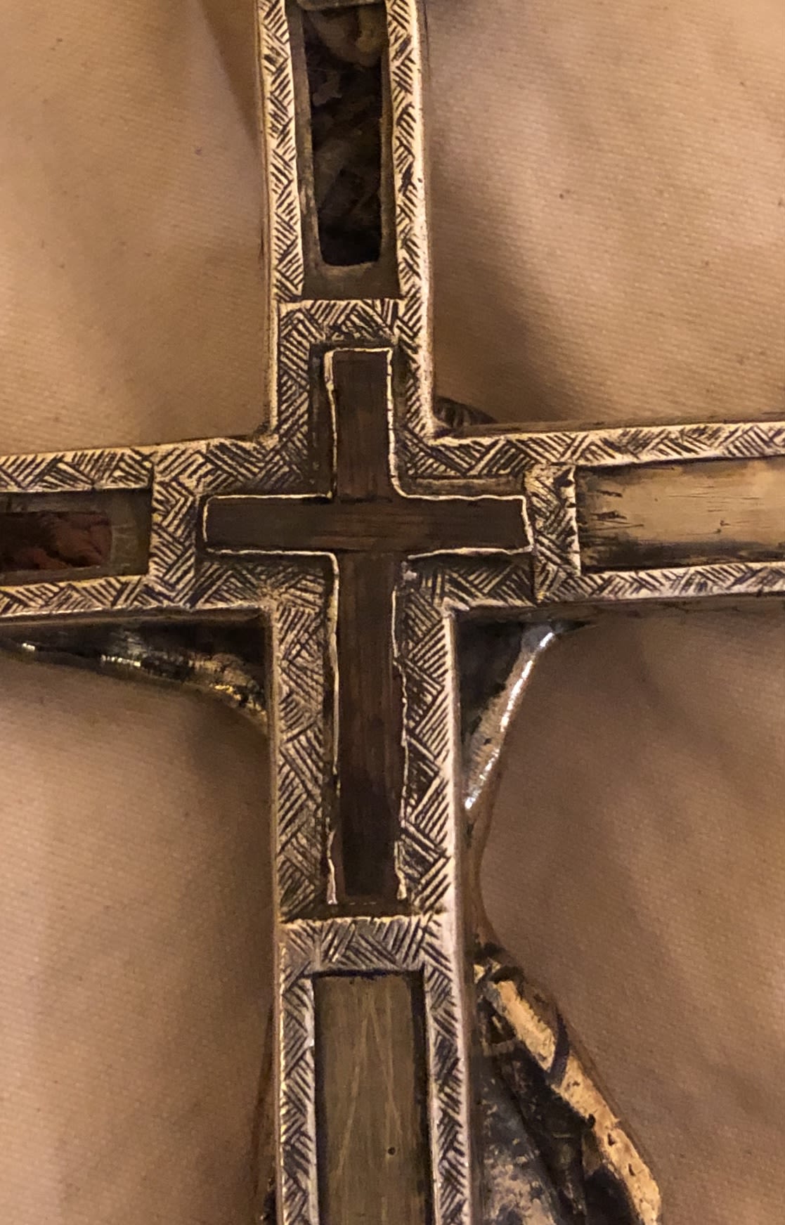 Image: A relic of the True Cross in a 14th-century crucifix