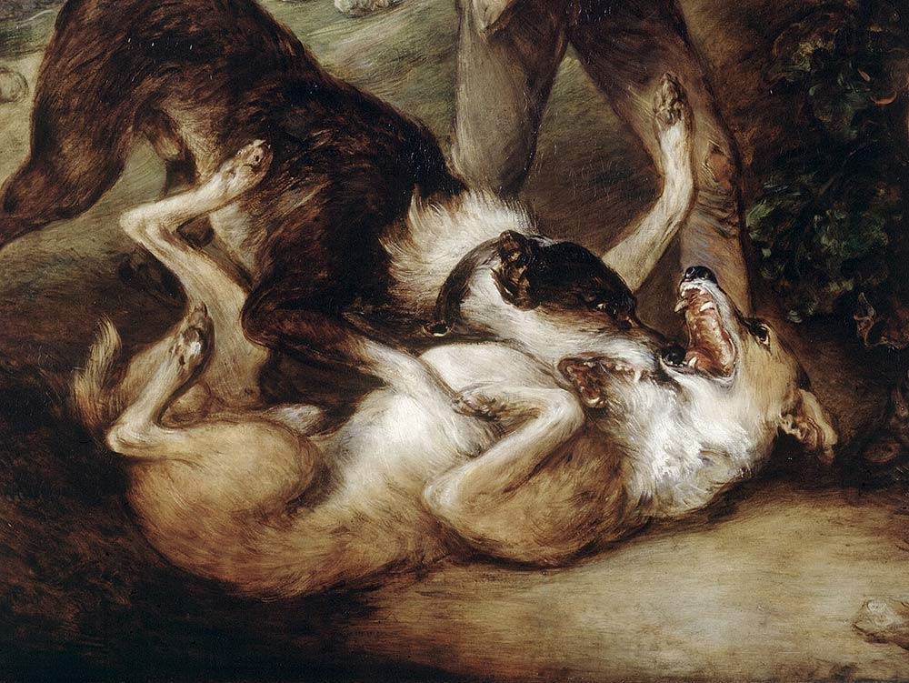 Detail from Two Shepherd Boys with Dogs Fighting, by Thomas Gainsborough