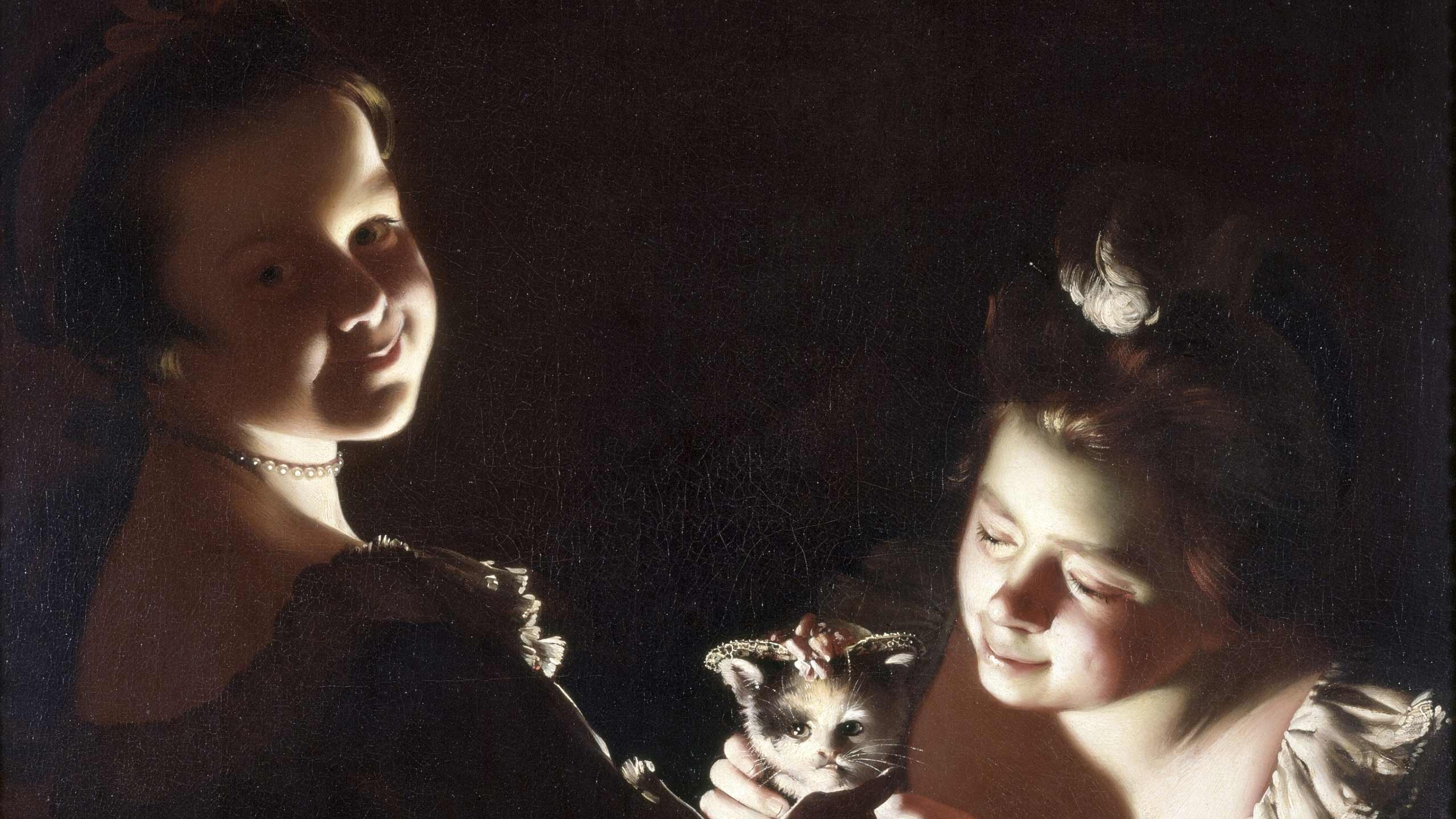 Detail from Two Girls Dressing a Kitten, by Joshua Reynolds
