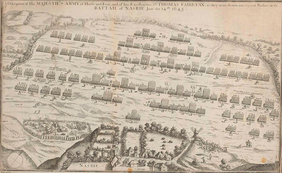 An aerial drawing showing the organisation of troops at the Battle of Naseby